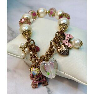 Betsey Johnson Gold-Tone Paris Themed  Charm Bracelet -155
